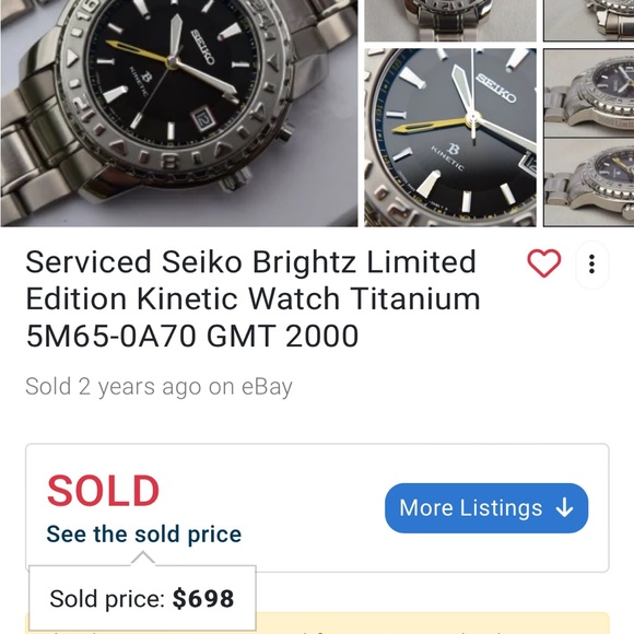 Seiko Brightz Limited Edition Kinetic Watch Titanium 5M65-0A70 GMT 2000 - Picture 6 of 6